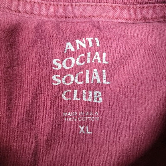 Anti Social Social Club T-Shirt Logo Tee 2 Club ASSC Maroon Orange Size XL - Picture 6 of 10
